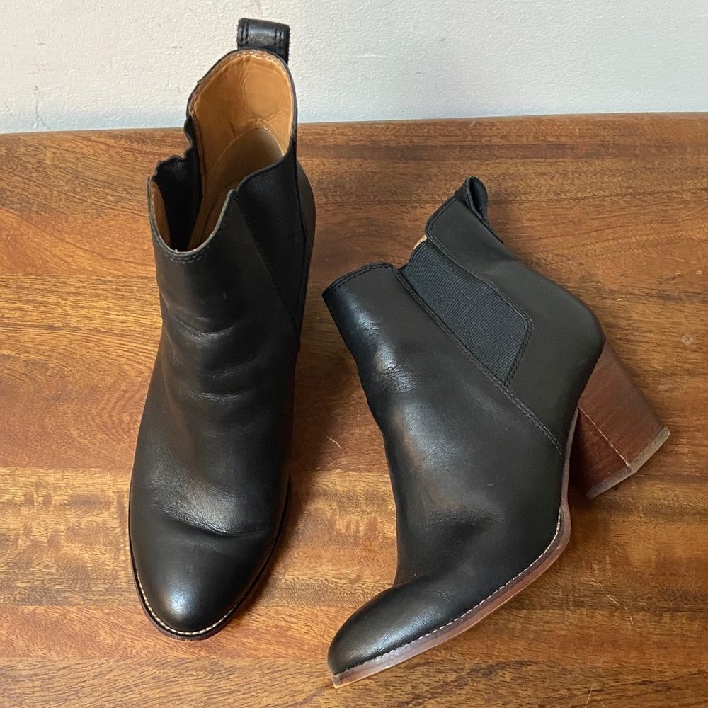 J. Crew Black Leather Ankle Booties